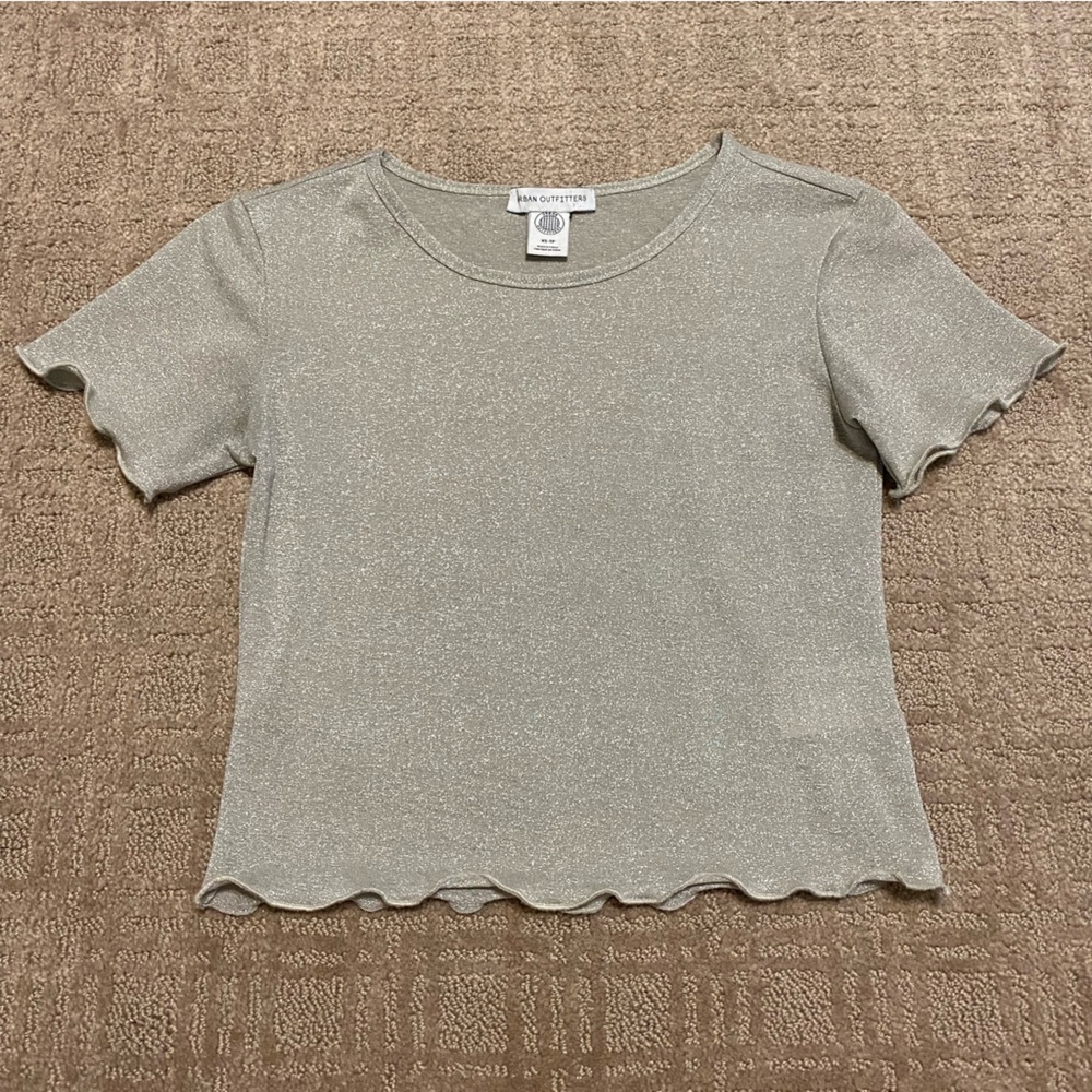 {Urban Outfitters} Sparkle Lettuce Edge Cropped Tee ~ Size XS